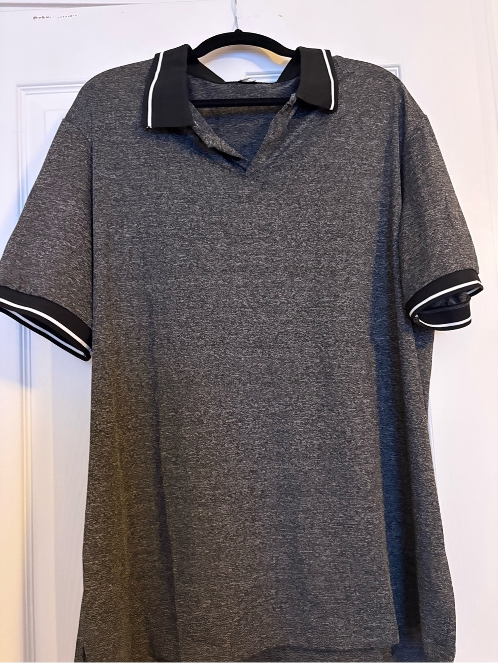 Source Unknown Gray Heather Polo with Black Contrast Collar